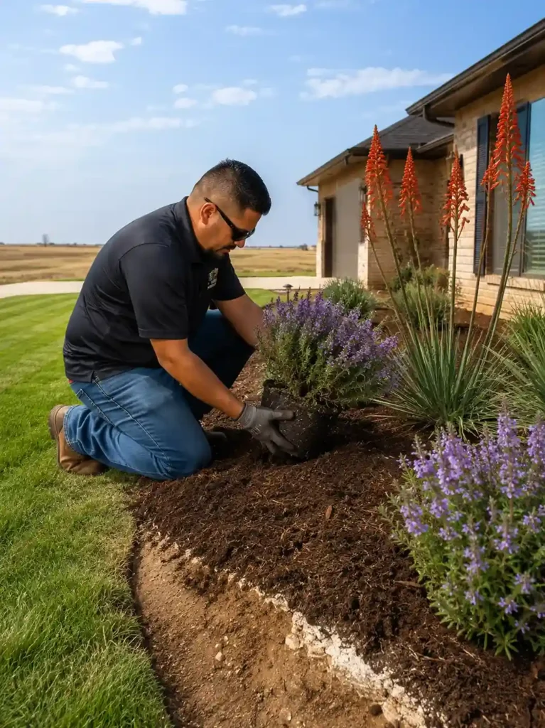 Gardening on a sunny day in Lubbock, TX, USA